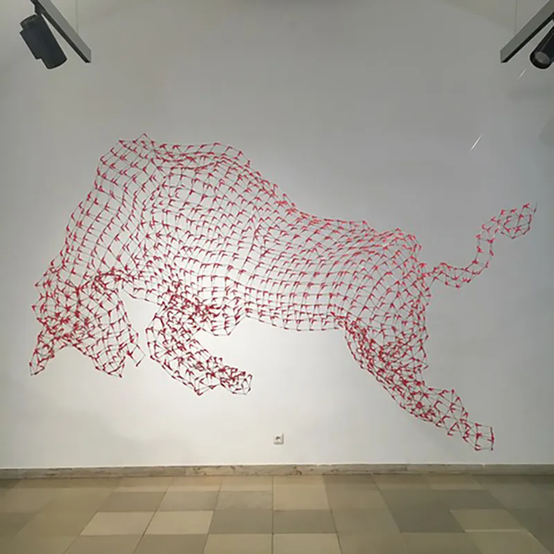 Selbstporträt, 2023, Skalpellklingen, 70 x 50cm