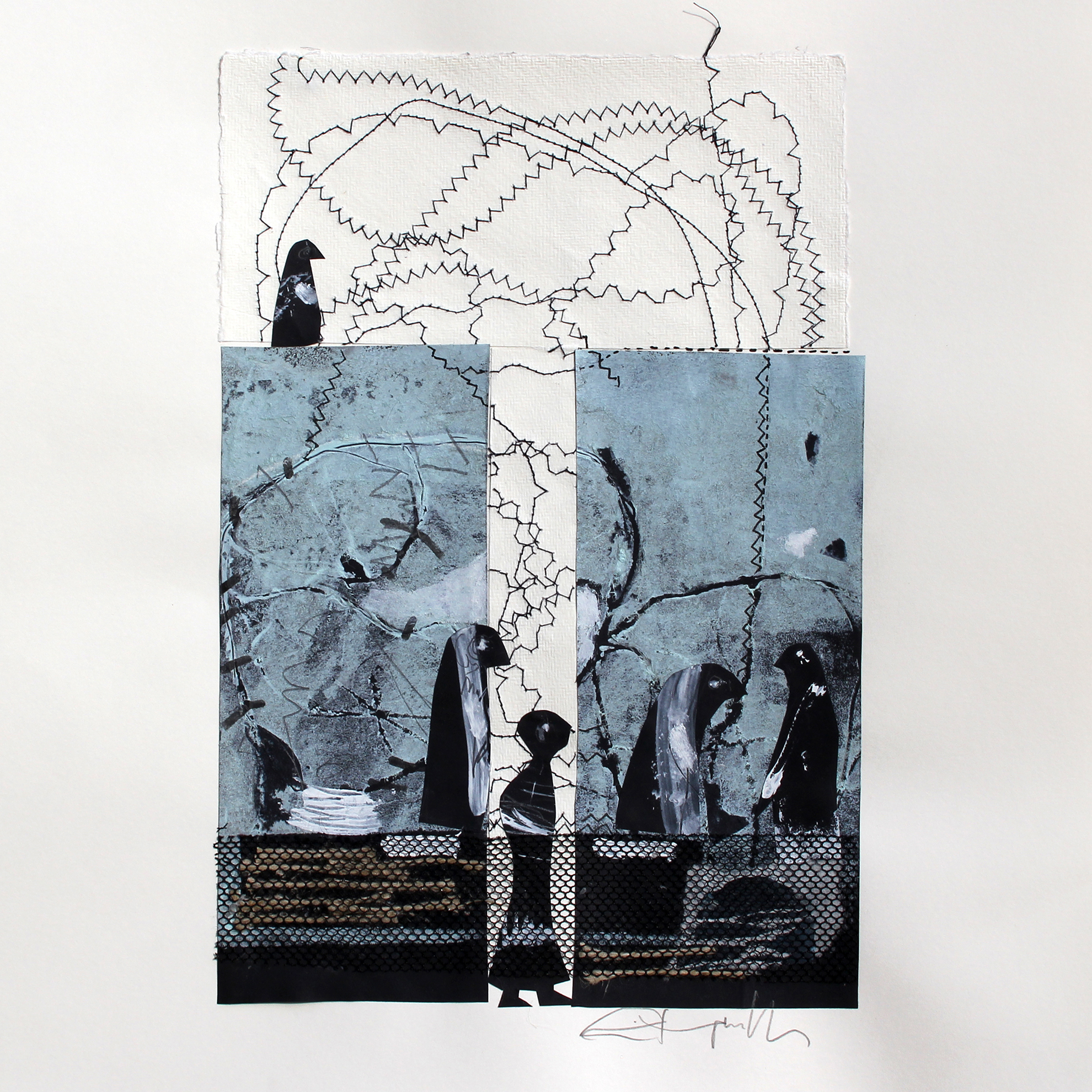 Elisabeth Jungwirth, Aus der Serie“ Feuer und Eis“ | Styrenedrucke, durch Nähte miteinander verbunden