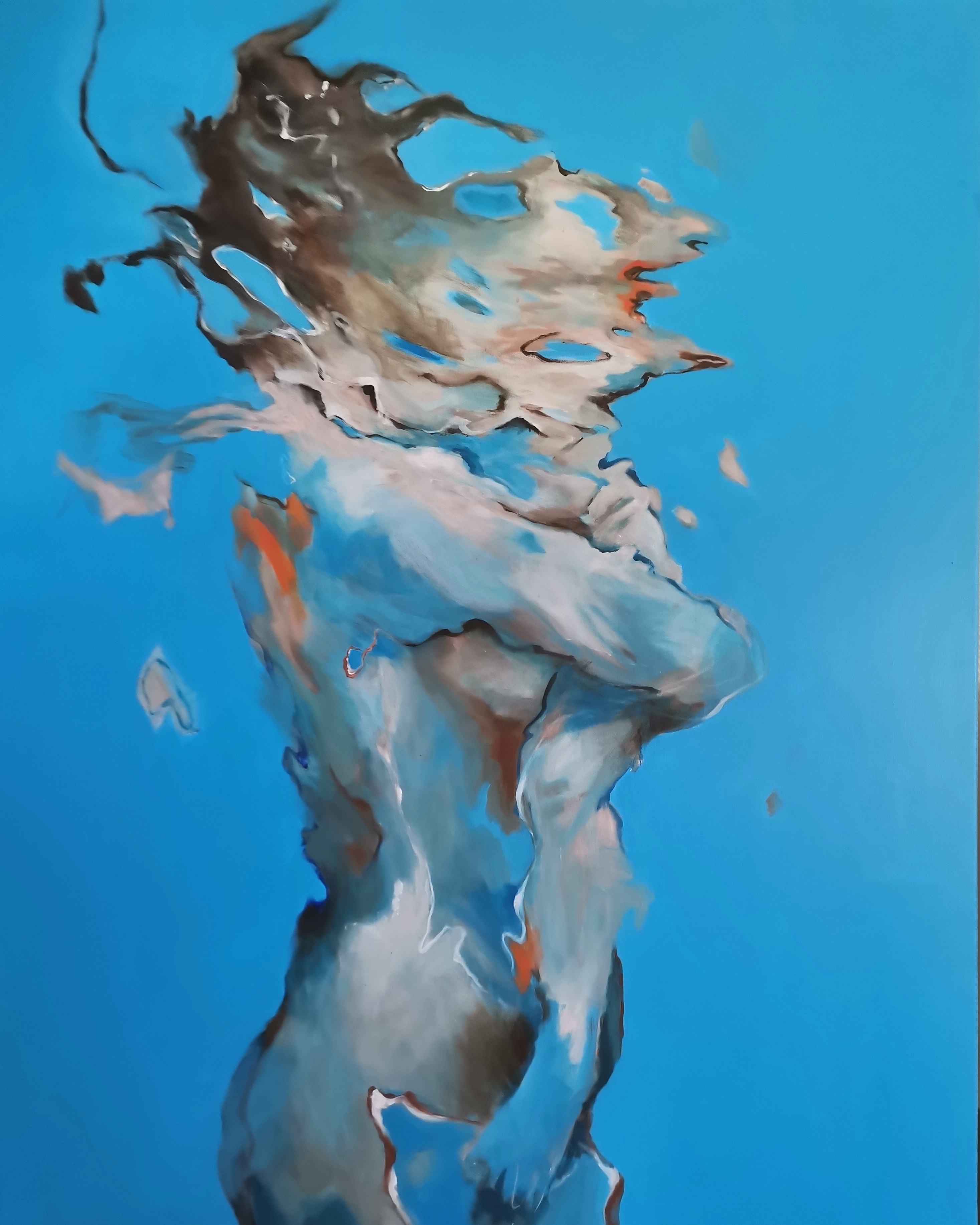 Petra Rader, Symbiose, Acryl auf LW, 140 x 100 cm, 2023
Mutter und Kind in einer symbiotischen Umarmung miteinander verschmolzen, erzählt es vom absoluten Wunsch einer Mutter, ihr Kind zu beschützen.