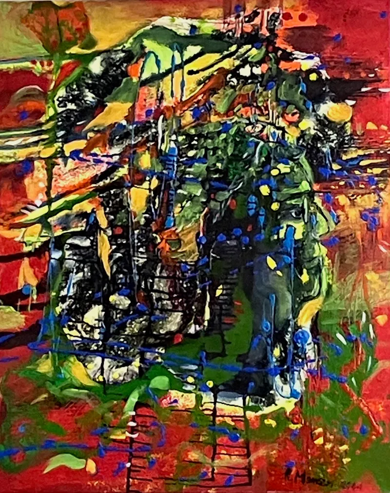 „nach Gustav Mahler „ Musikmalerei- Mischtechnik mit Pigmente, 120 x 100 cm