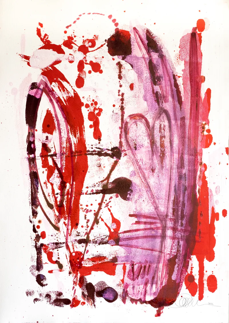 Aus der Serie
„Gestrandete Herzen“, 60 × 80 cm, Monotypie
