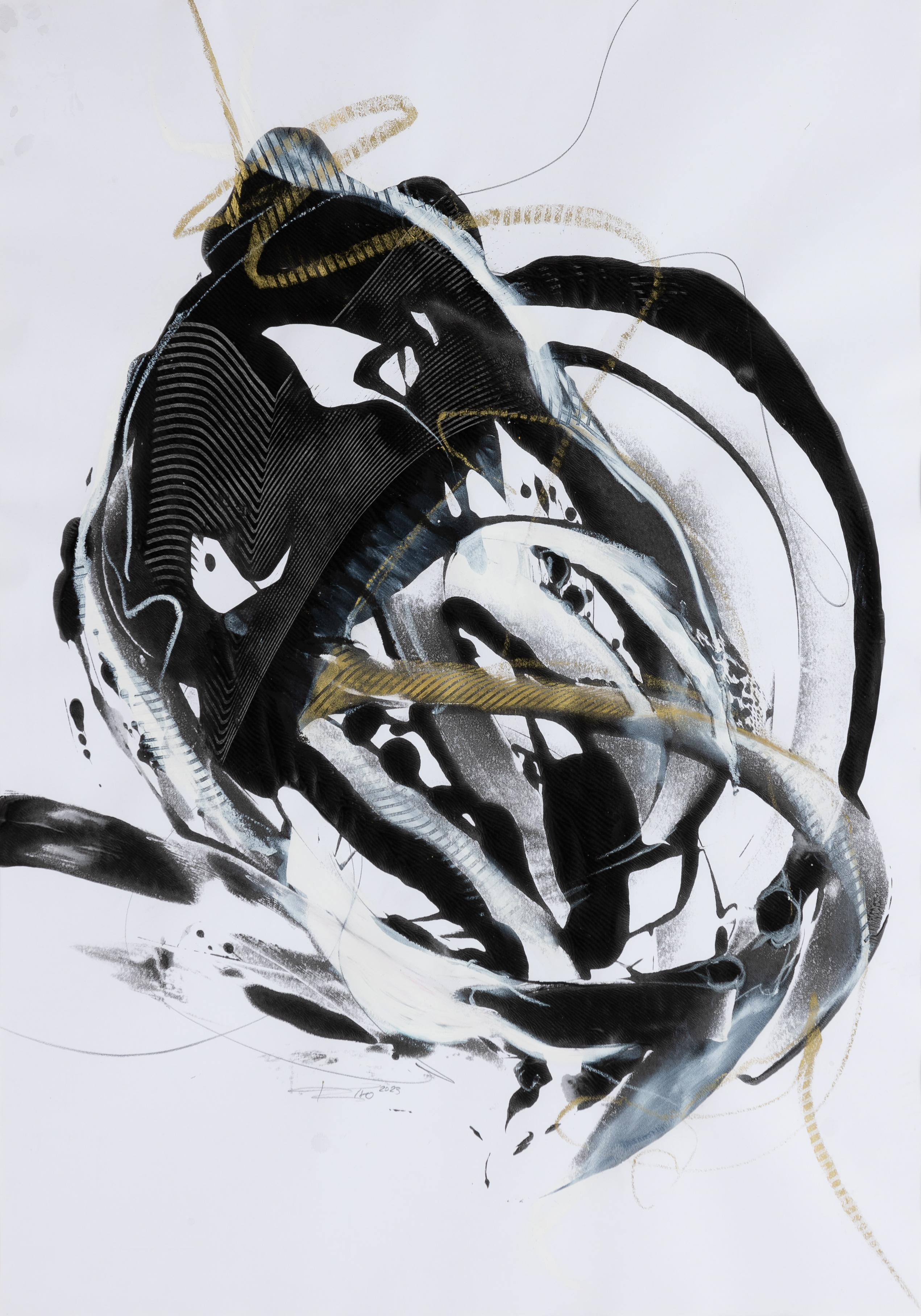 Karoline Kornek, SPUREN 2023, Druck,-Mischtechnik auf Papier, 84 x 60 cm