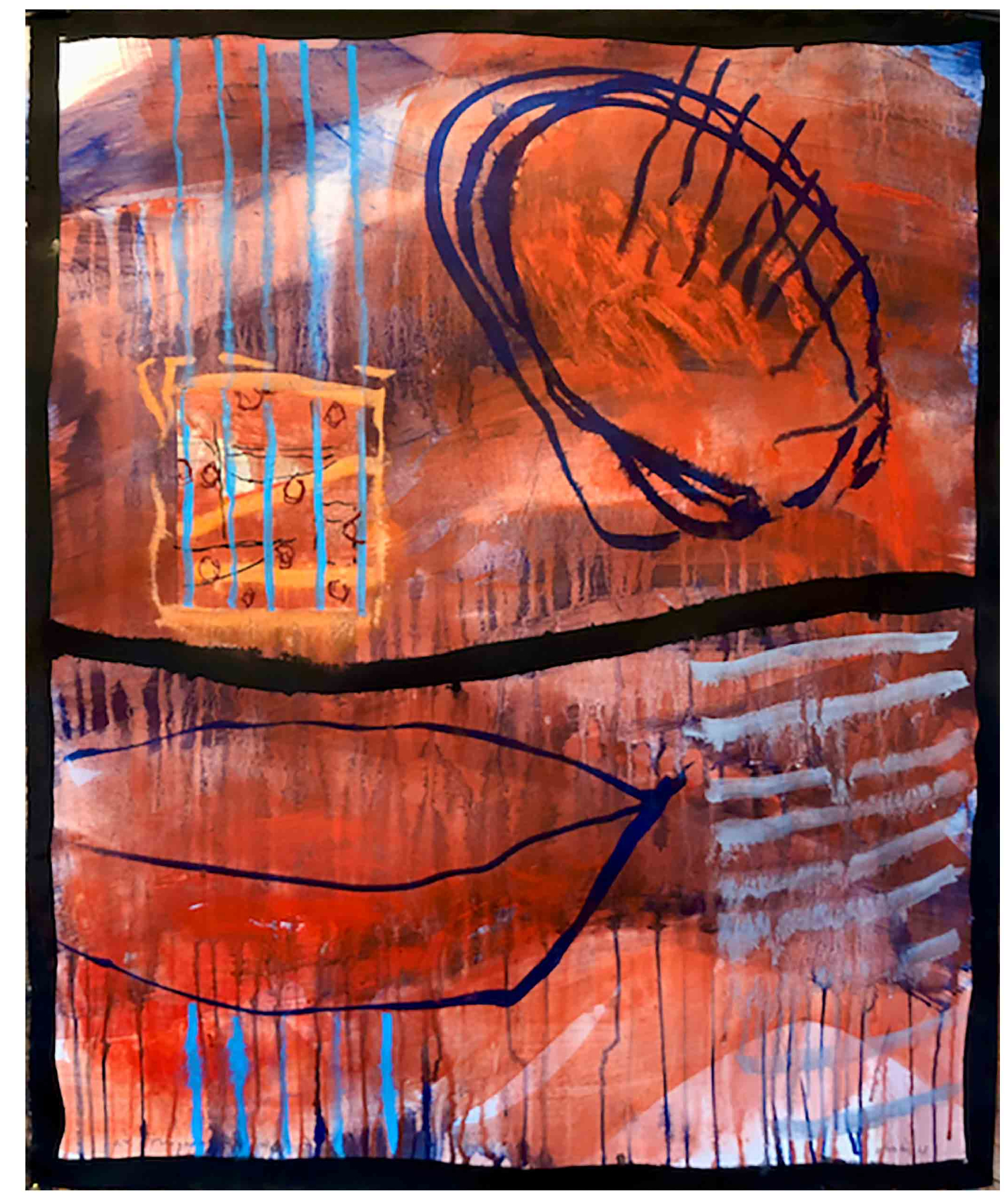 Michael Oberlik, Fliegende Blätter#8, 2023, MT auf Bütten, 96,5 x 79 cm