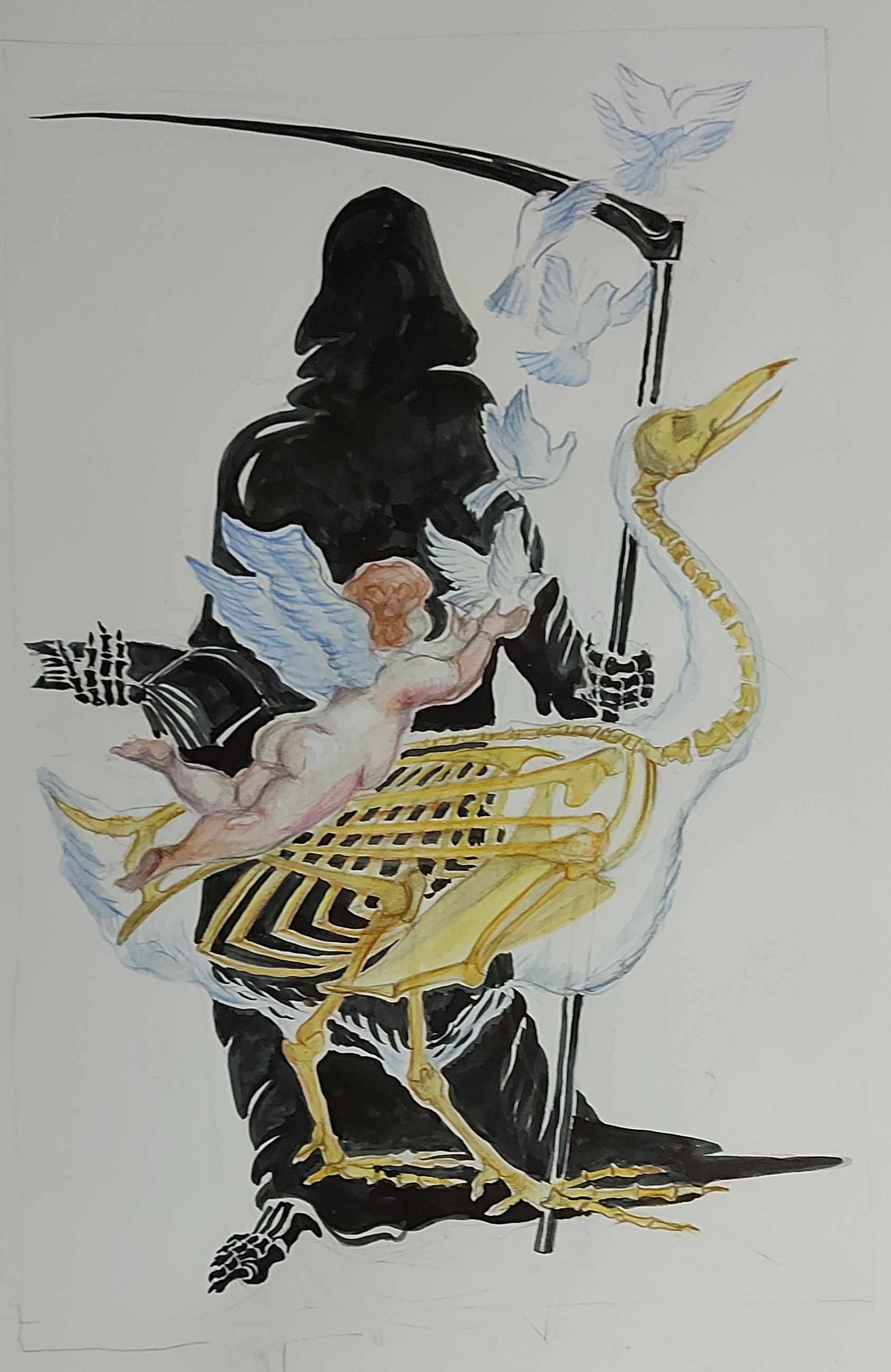 Olga Djomina, 30 x 40, 2022, Papier, Aquarellstifte, 
Gouache