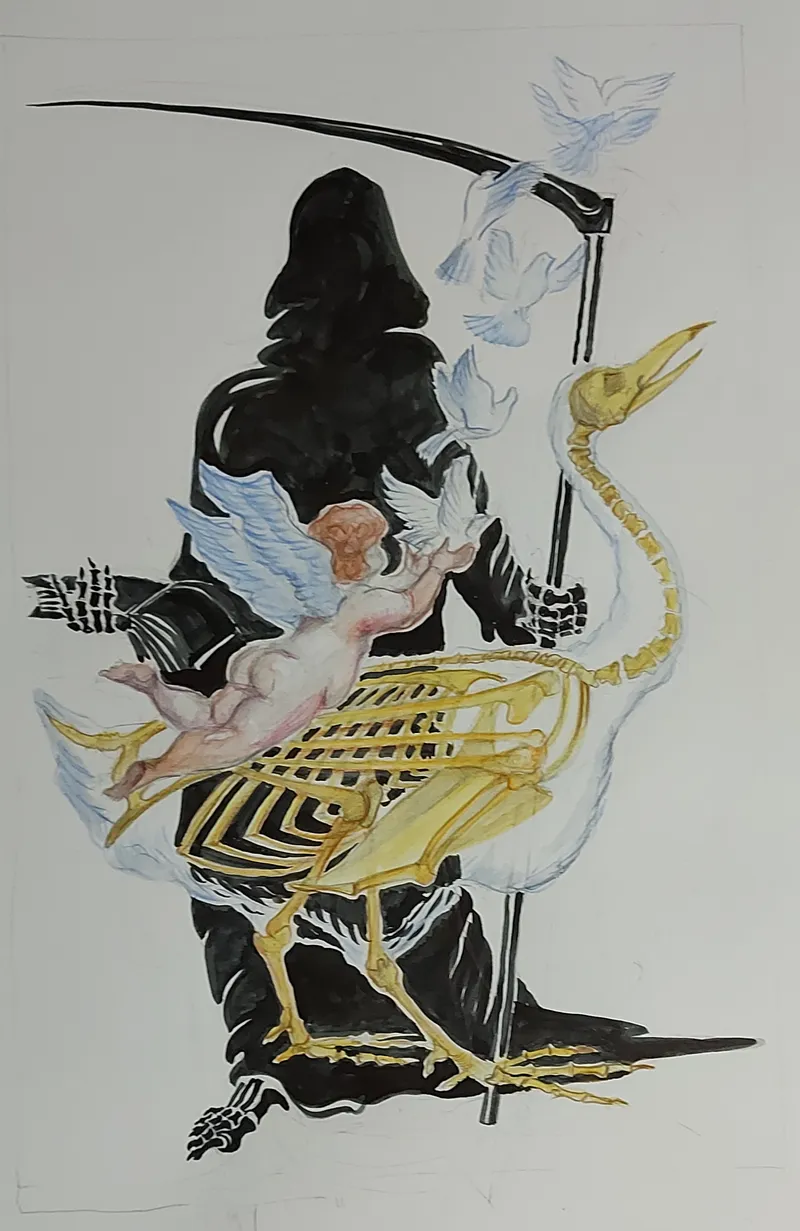 30 x 40, 2022, Papier, Aquarellstifte, 
Gouache
