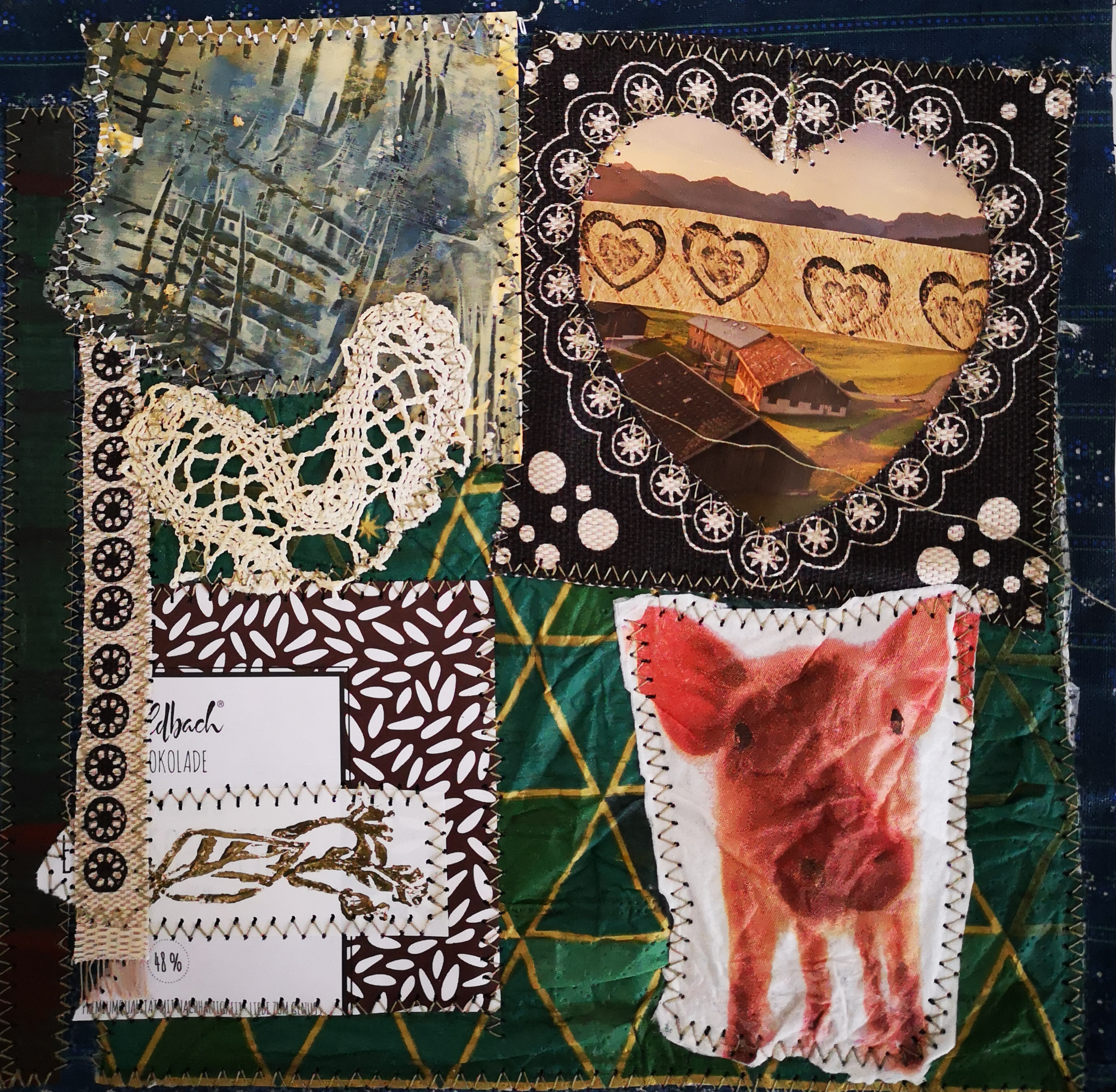 Ibolya Vass, aus der Serie “Nicht jeder Müll ist Müll – Unterwegs in Bregenz“ 1,2,3 | Upcycling, 22 x 22cm, 2022