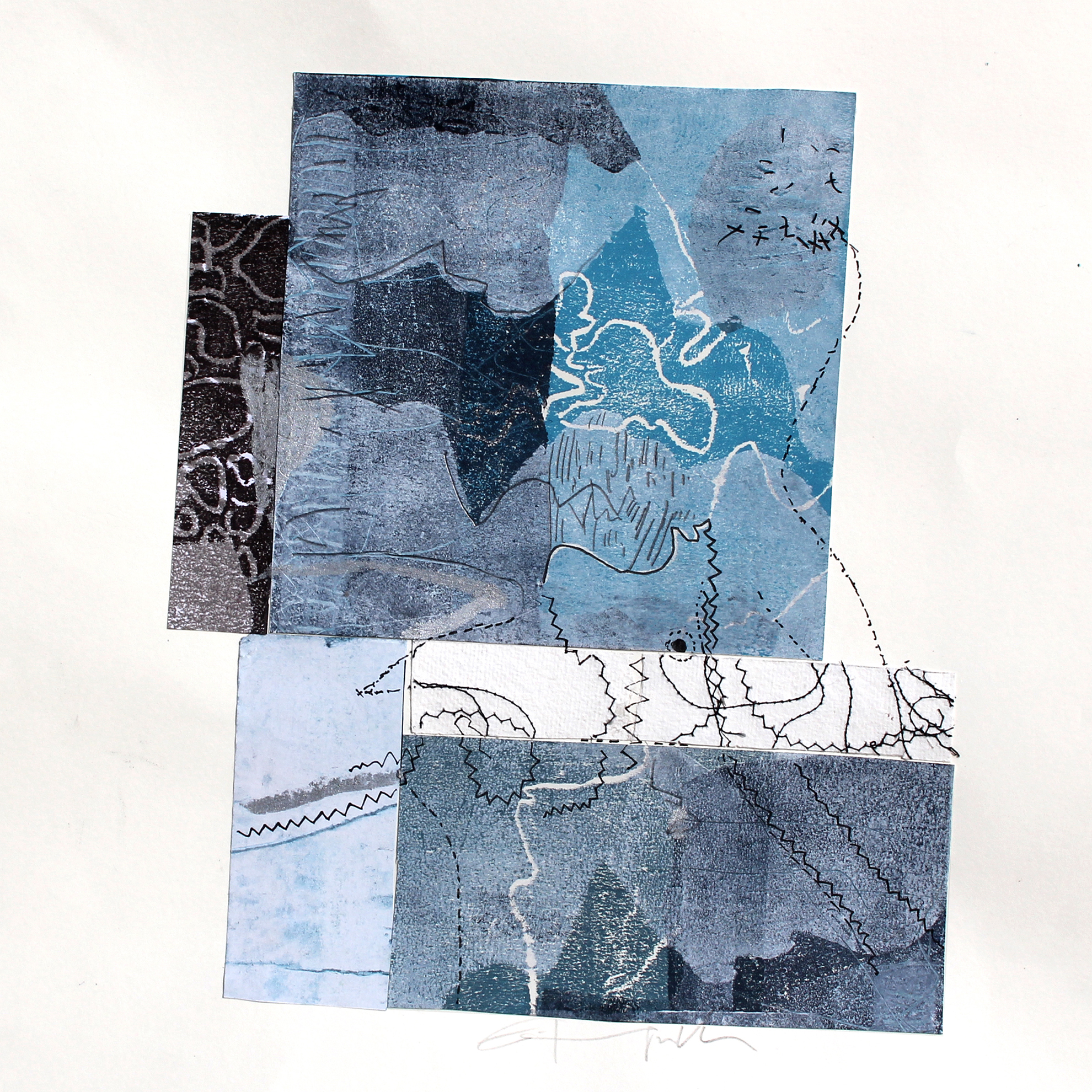 Elisabeth Jungwirth, Aus der Serie“ Feuer und Eis“ | Styrenedrucke, durch Nähte miteinander verbunden