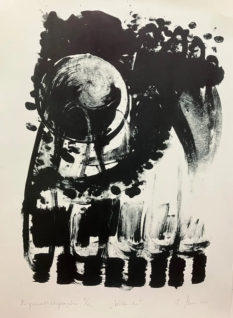 Lithografie Weltenuhr