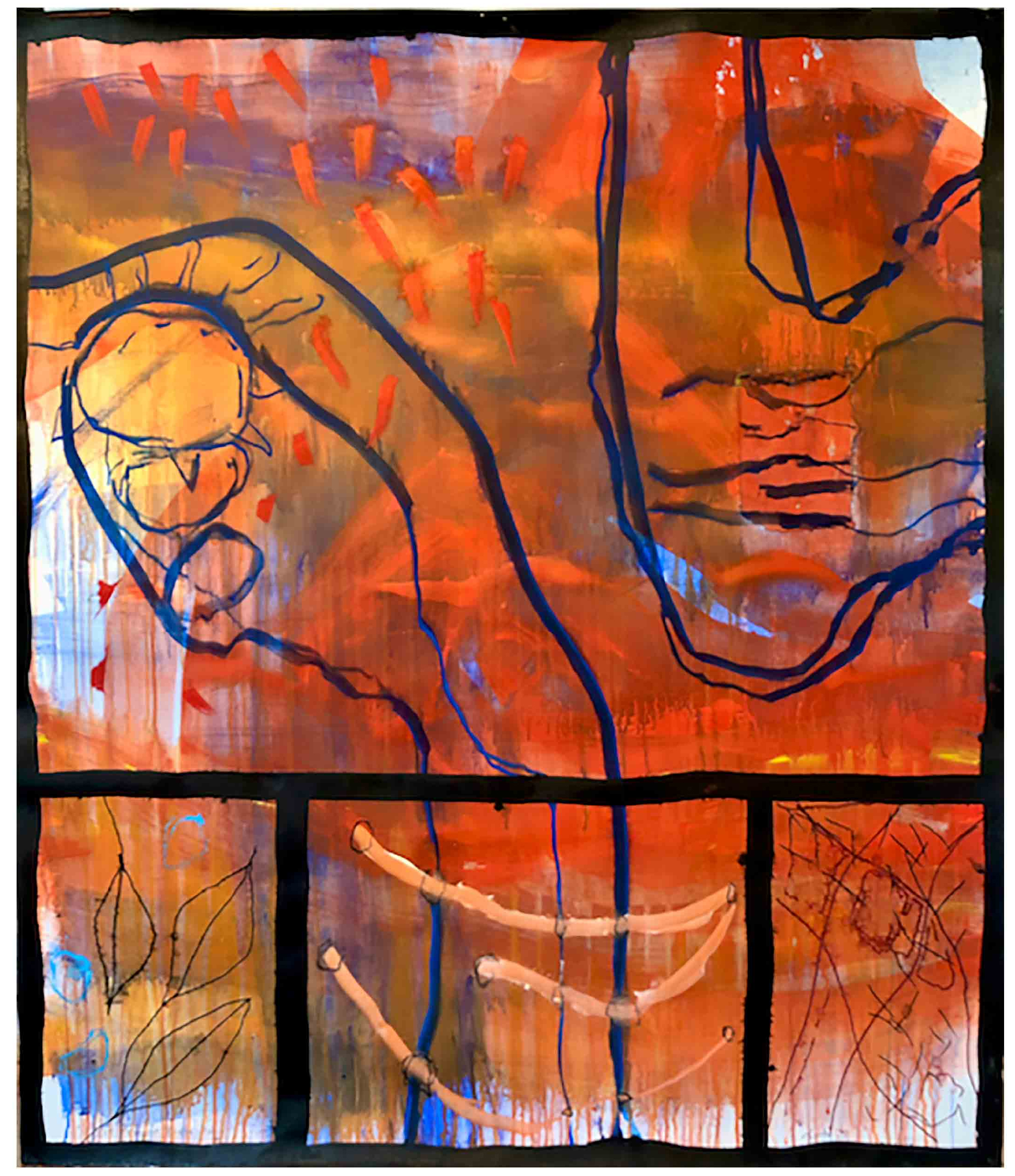 Michael Oberlik, Fliegende Blätter#9, 2023, MT auf Bütten, 113 x 97,5 cm