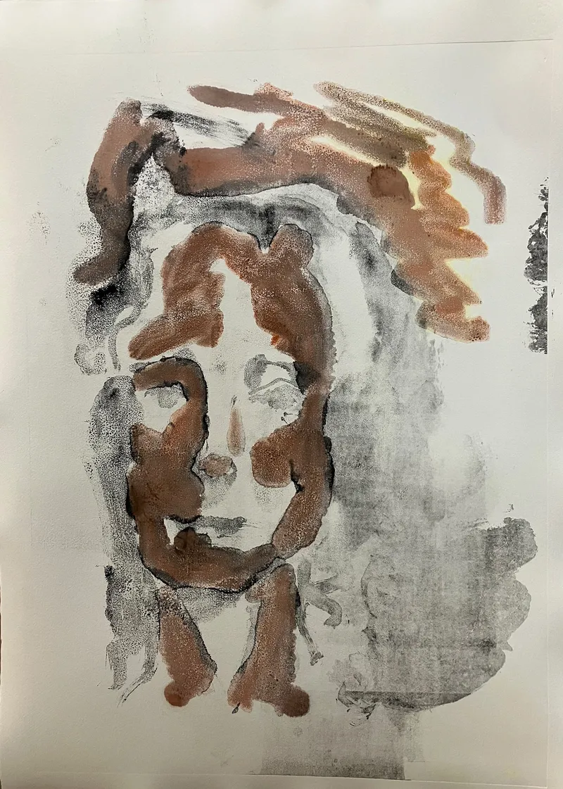 Mono Print "Kopf aufgelöst“