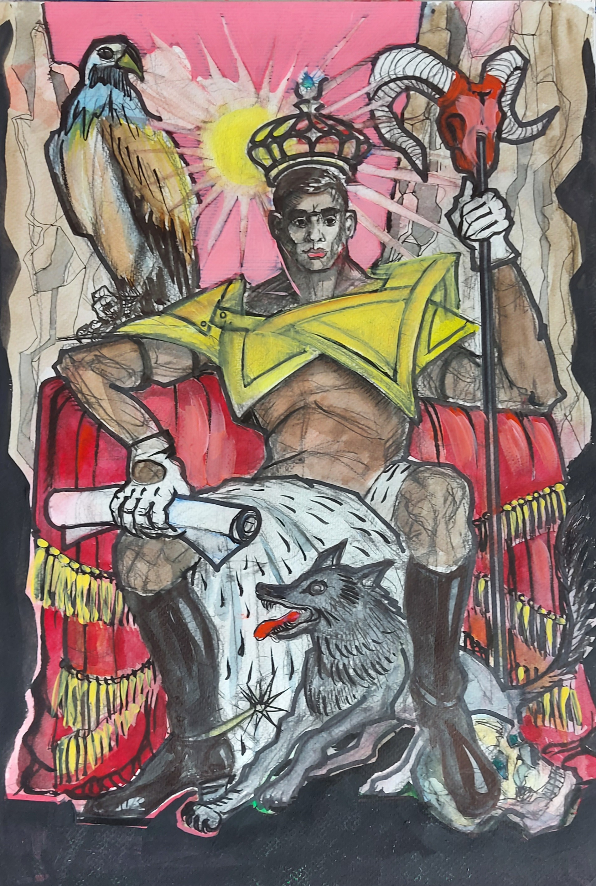 Olga Djomina, 30 x 40, 2022, Papier, Aquarellstifte, 
Gouache