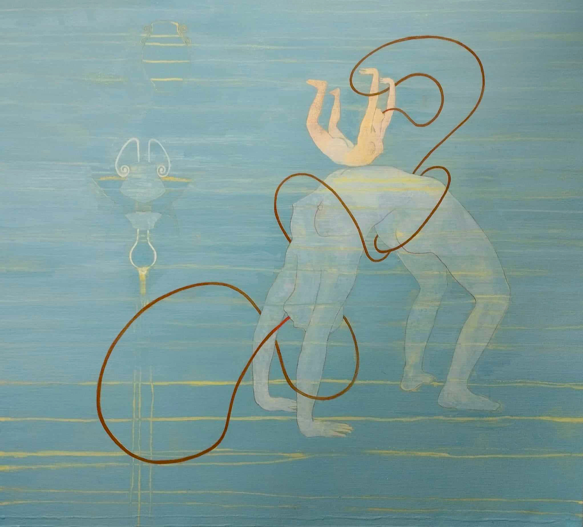 Markus Waltenberger, “connected bridges“ 110 x 120 cm, ÖL/Stifte/Leinwand 2007/2024