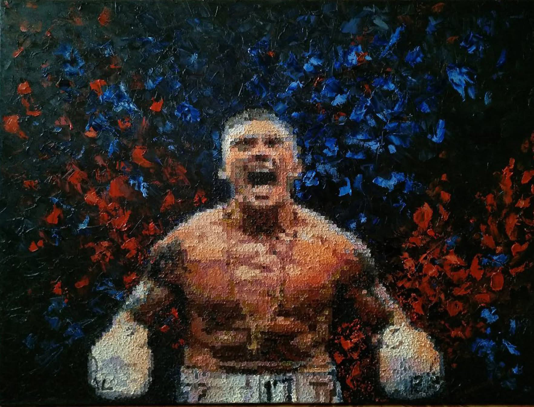 Maryna  Haidamaka, „Schattenboxen“, Öl, Leinwand, 2018, 60*80