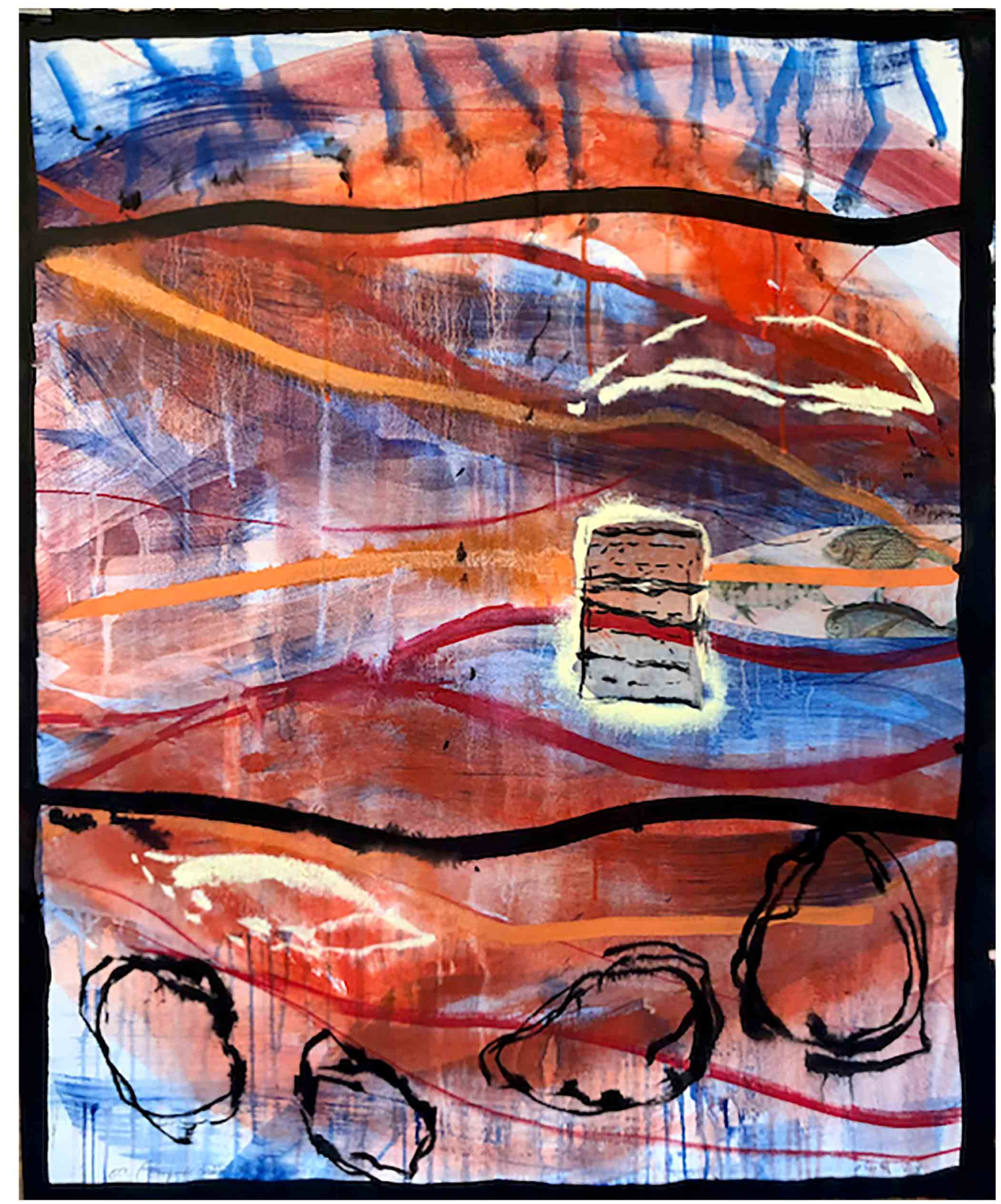 Michael Oberlik, Fliegende Blätter#7, 2023, MT auf Bütten, 96,5 x 79 cm